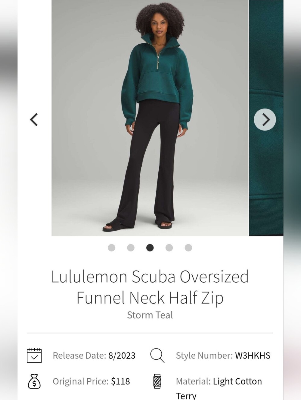 Lululemon Scuba Oversized Funnel Neck  Half Zip Sz XS/S Teal